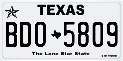 TX license plate BDO5809