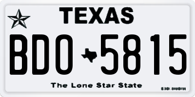 TX license plate BDO5815