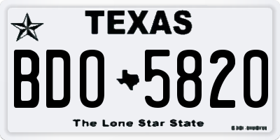 TX license plate BDO5820