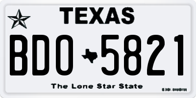 TX license plate BDO5821