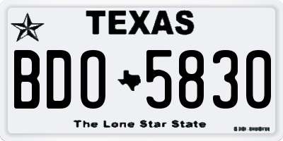 TX license plate BDO5830