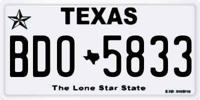 TX license plate BDO5833