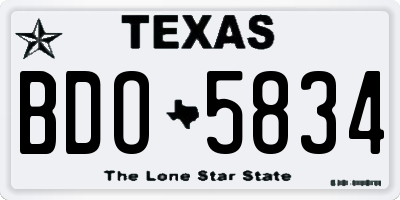 TX license plate BDO5834