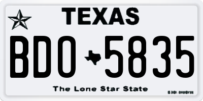 TX license plate BDO5835