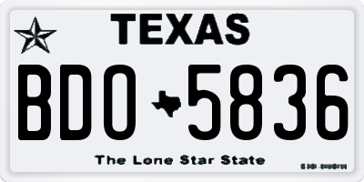TX license plate BDO5836