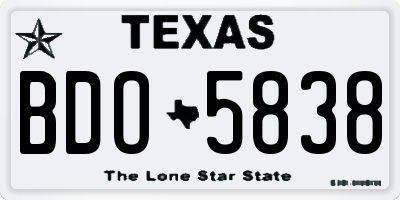 TX license plate BDO5838