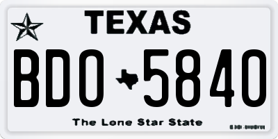 TX license plate BDO5840