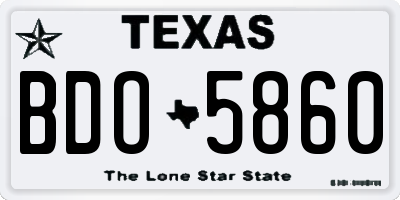 TX license plate BDO5860