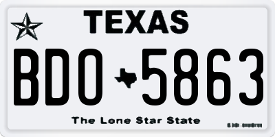 TX license plate BDO5863