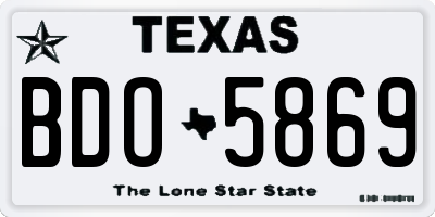 TX license plate BDO5869