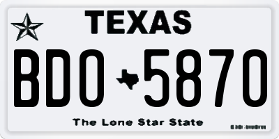 TX license plate BDO5870