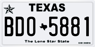 TX license plate BDO5881
