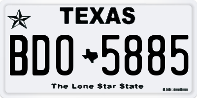 TX license plate BDO5885