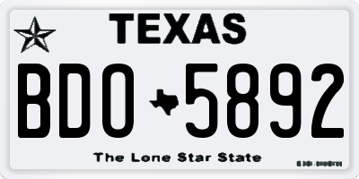TX license plate BDO5892