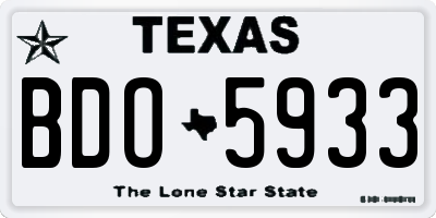 TX license plate BDO5933