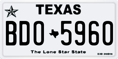 TX license plate BDO5960