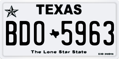 TX license plate BDO5963