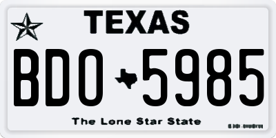 TX license plate BDO5985