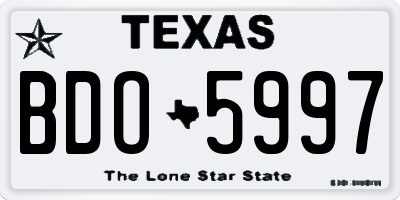 TX license plate BDO5997