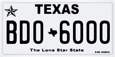 TX license plate BDO6000