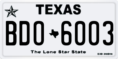 TX license plate BDO6003