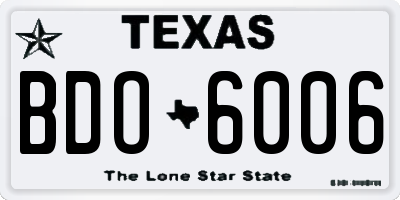 TX license plate BDO6006
