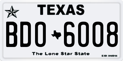 TX license plate BDO6008