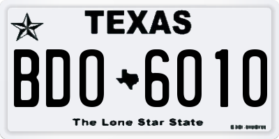TX license plate BDO6010