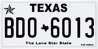 TX license plate BDO6013