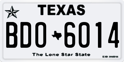 TX license plate BDO6014