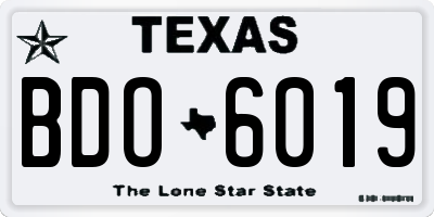 TX license plate BDO6019