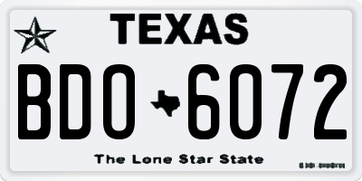 TX license plate BDO6072