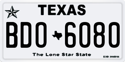 TX license plate BDO6080