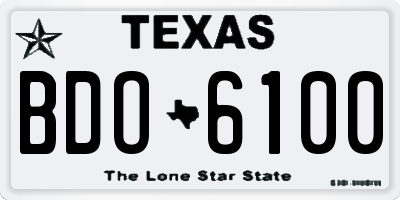 TX license plate BDO6100