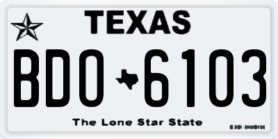 TX license plate BDO6103