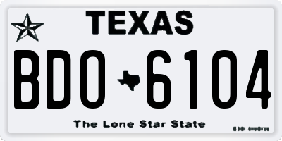 TX license plate BDO6104