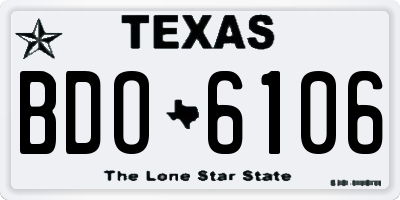 TX license plate BDO6106
