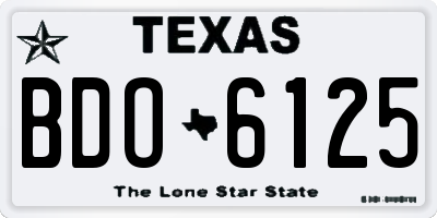 TX license plate BDO6125