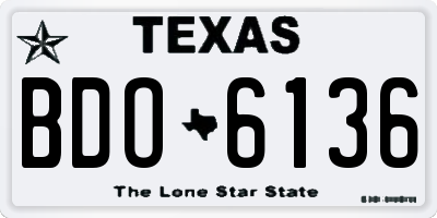 TX license plate BDO6136