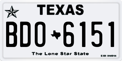 TX license plate BDO6151