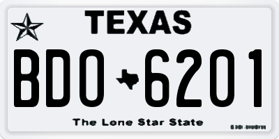 TX license plate BDO6201