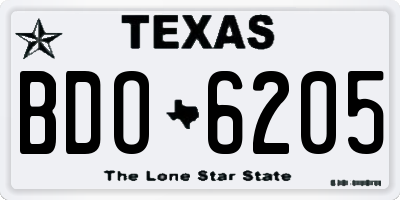 TX license plate BDO6205
