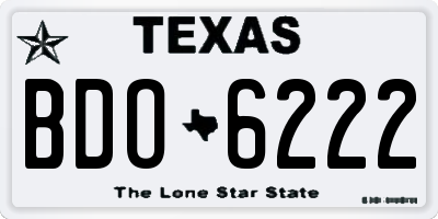 TX license plate BDO6222