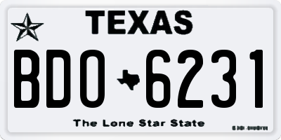 TX license plate BDO6231