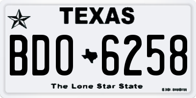 TX license plate BDO6258