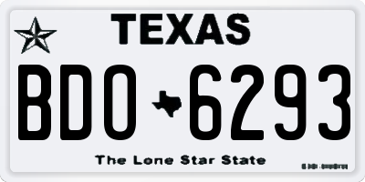 TX license plate BDO6293