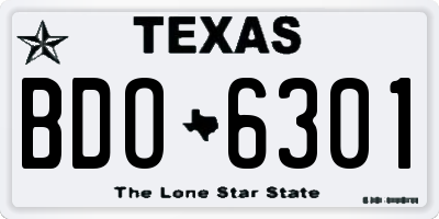 TX license plate BDO6301