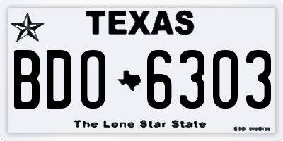 TX license plate BDO6303
