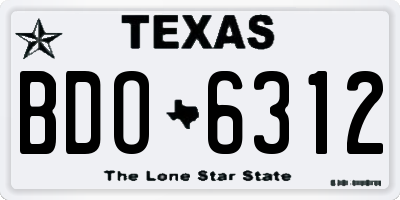 TX license plate BDO6312