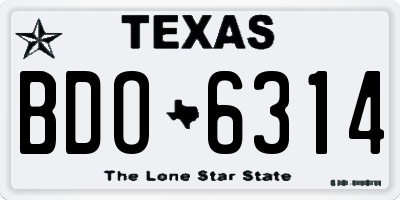 TX license plate BDO6314